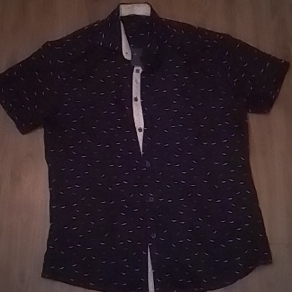 Mens Collard Button down Shirt Large